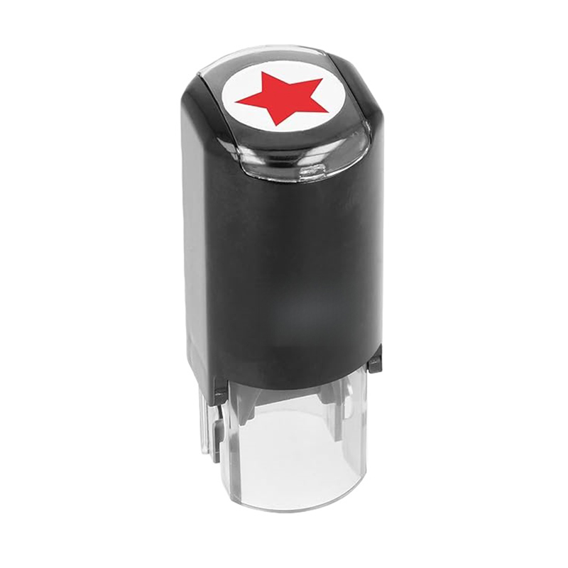 Round Teacher Stamp - Solid Star -RED Ink